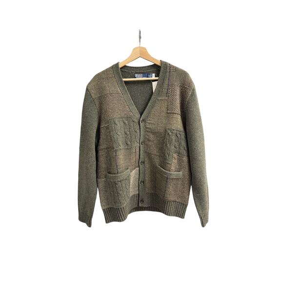 Polo Ralph Lauren Patchwork V-Neck Cardigan Size Small - Picture 1 of 5